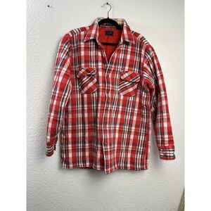 Vintage VIP‎ Mens Sz L Faded Heavyweight Flannel Plaid Lined Shaket Shirt Jacket